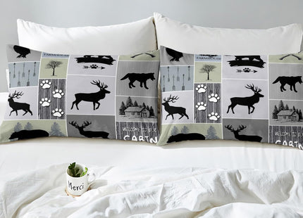 Feelyou Black Bear Deer Comforter Set Bedding Twin Size for Kids Adults