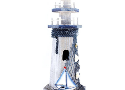 Sail Boat Wooden Lighthouse 10.6" High Nautical Themed Rooms Lighthouse Home Decor