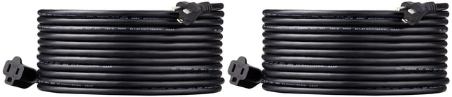 Amazon Basics Indoor Extension Cord, 3 Prong Outlet Extender Power Cord, 13 Amps, 125V, 25 Foot, Black, 2-Pack