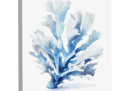 Coastal Blue Coral Wall Art Decor Nautical Beach Coral Picture Painting Artwork Ocean Theme Wall Decor for Home Beach Room Bedroom 8x10 Canvas Framed