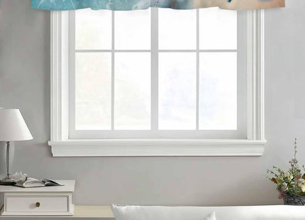 Coastal Ocean Valance Curtain for Window, Summer Starfish Sea Shells on Beach Rod Pocket Kitchen Valances Short Curtain Panel Windows Treatment Drapes for Bathroom/Bedroom/Cafe Seaside Landscape