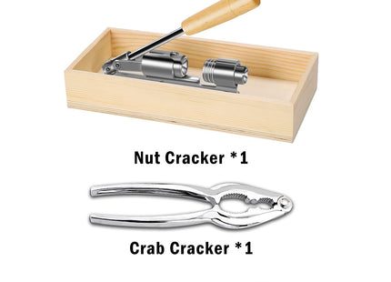 Artcome Heavy Duty Pecan Nut Cracker Tool with 1 Crab Cracker, 2 Wide Crab Forks, Wood Handle Base with Rectangular Wooden Box Base for Walnuts, Chestnuts, Almonds, Pecans, Hazelnuts, etc