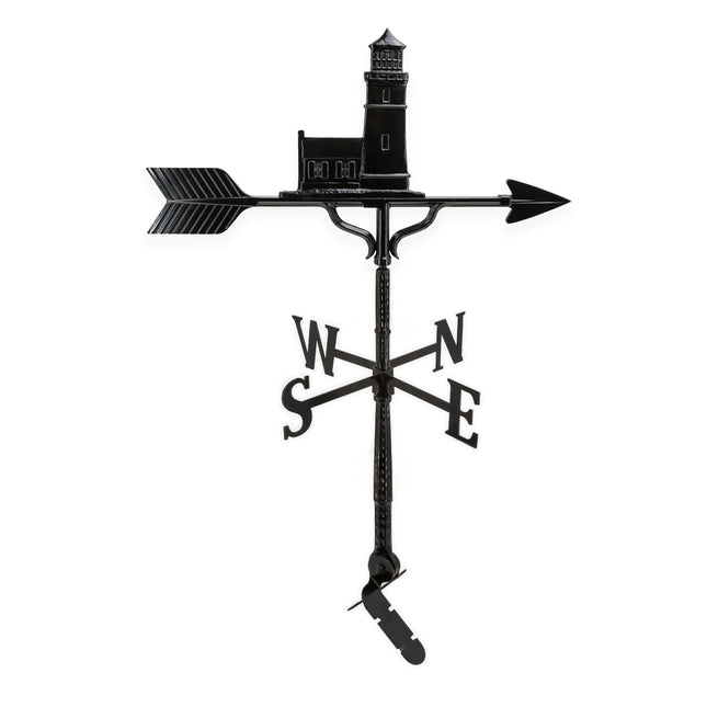 Montague Metal Cottage Lighthouse Roof Weathervane - Black