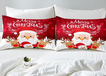 Erosebridal Santa Claus Fitted Sheet with Deep Pocket,Kids Merry Christmas Bed Sheet Full Size Cute Xmas Deer Bedding Set Girls Boys Winter Snowflake Trippy Fitted Sheet 3 Pcs 2 Pillow Cases