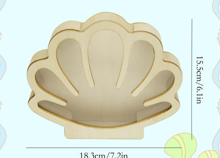 Sea Shell Holder Wooden Seashell Display Case Handmade Small Shadow Box Home Decoration with Clear Acrylic Panel Coastal Decor Bedroom Decor Gift for Women Men