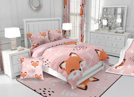 Feelyou Cartoon Fox Bedding Set Cute Fox Printed Comforter Set Nature