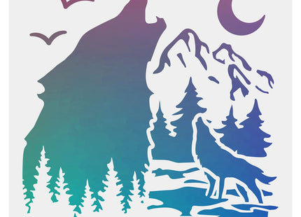 FINGERINSPIRE Forest Wolf Stencils - 11.8x11.8 inch Plastic Wildlife Animal Stencils for DIY Wolf Crafts and Home Decor
