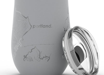 Well Told Engraved Portland Maine Map Insulated Wine Tumbler, Etched Stainless Steel Cup (12 oz, Dockside Gray) City Map Insulated Tumbler, Custom Insulated Tumbler, Outdoor Drinkware