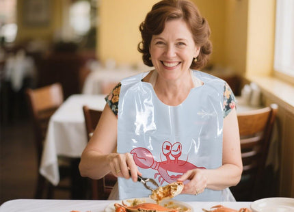 MGTECH 23 Inch Thick Crab/Lobster Bibs Disposable Plastic Funny Seafood Apron for Adults