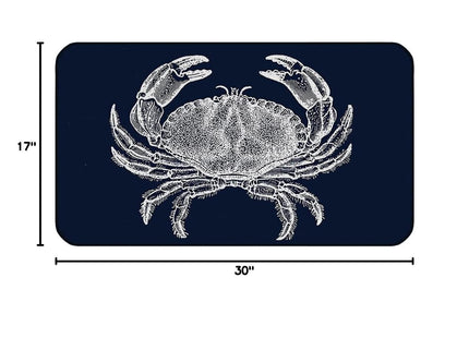 ZJSYXXU Nautical Crab Door Mat - Indoor Outdoor Ocean Rugs Entrance Beach Welcome Mat Navy Blue Kitchen Mat, Front Door Porch Outdoor, 17x30 Inch