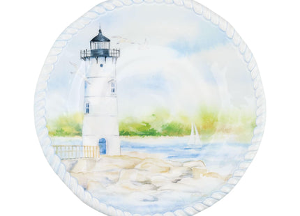 UPware 12 Piece Coastal Lighthouse Melamine Dinnerware Sets, Outdoor Dishes Set, Plates and Bowls Sets, Service for 4, Blue