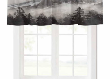 Nature Mountains Window Valance Curtain Natural Smokey Mountain Forest Idyllic Valance Tier Curtain Blackout Rod Pocket Curtain Valance for Kitchen/Bedroom/Living Room/Bathroom, 1 Panel, 54 x 18 Inch
