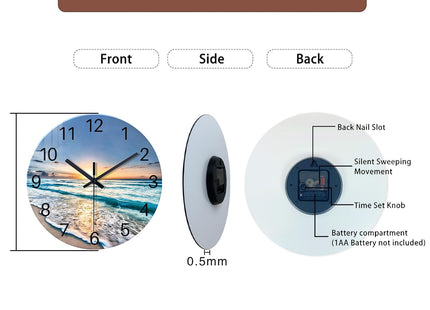 Constantplanet Blue Coastal Wall Clocks Battery Operated 16 Inch