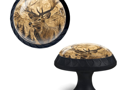 Cabinet Knobs Crystal,Deer with Large Antlers in a Mountainous Landscape Mushroom Drawer Hardware Cabinet Pulls for Home Decor,Dressers,Kitchens Bathroom with Screw 1 Pack