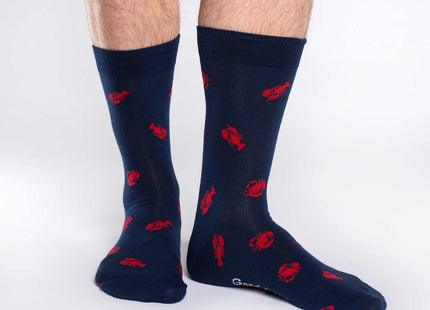 Good Luck Sock Men's Lobsters & Crabs Crew Socks,Large (Shoe size 7-12),Blue