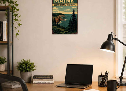 Maine Ocean Scenic Vintage Metal Wall Art Signs 8X12 Inch