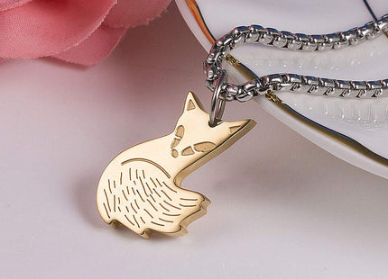Wolentty Couple Fox Necklace - Stainless Steel Fox Couples Necklaces Jewelry Gift for Valentines Day