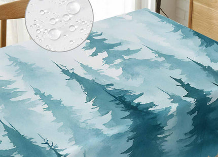 Beabes Foggy Forest Rectangle Tablecloth 52x70 Inch Pine Tree Forest Blue Dining Table Cloth Table Cover for Home Kitchen Restaurant Party Buffet Picnic, 4-6 Seats