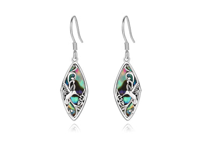 Sterling Silver Hummingbird Earrings Abalone Shell Filigree Hummingbird Dangle Drop Earrings Bohemia Jewelry Gift for Women Mother Mom