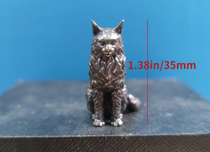 Generic Brass Maine Cat Figurines,Metal Animal Pet Sitting Posture Kitten Statue Sculpture Desktop Ornament Sand Table Bonsai Micro Landscape Decor Accessories, sytd1112240603002