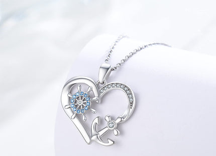 MEDWISE 925 Sterling Silver Anchor Necklace for Women Nautical Jewelry
