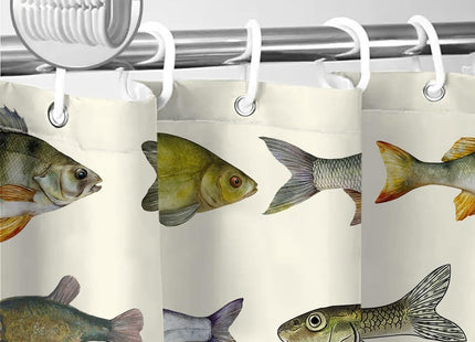 Sanzugh Rustic Cabin Fishing Camper RV Shower Curtain for Travel Trailer Bathroom, Country Lake Camping Small Shorter Fabric Shower Curtains Set, Happy Camp Decor Accessories with Hooks 47X64 inch