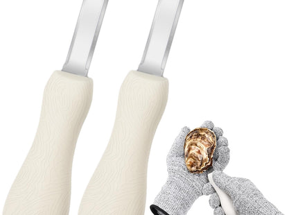 Nonley Oyster Shucking Knife, 2 Pack Oyster Knife Shucker Set with Professional Grade Cut Resistant Gloves, Stainless Steel Seafood Opener Tools