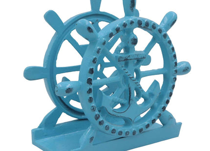 THDC Nautical Napkin Holder, Lunch, Dinner, Nautical Collection Napkin Holder, Made of Metal (Anchor Distressed Blue)