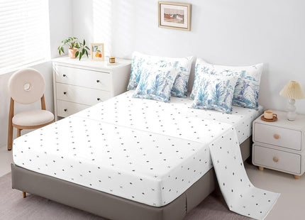 Erosebridal Coral Reefs Bed in A Bag Underwater World Bedding Set with Sheets Cute Ocean Animal Queen Comforter Set 7 Piece for Kids Adults Starfish Shell Fish Bed Set Teal Blue Marine Decor