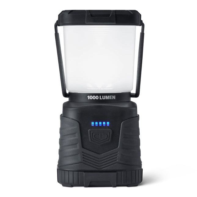 Amazon Basics Camping Essentials Lantern, 360-Degree 1000 Lumen LED, Adjustable Dimmable with 4 Lighting Modes, Water Resistant IPX4, Black (Batteries Not Included)
