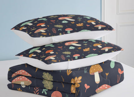 SOULZZZ Forest Mushroom Comforter Set King - Super Soft Natural Leaf Insect Snail Bed Set for Girls & Boys - Mushroom Decor Gifts
