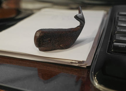 HM Small Cast Iron Sperm Whale Paperweight Nautical Whales Beach Home Desk Decor