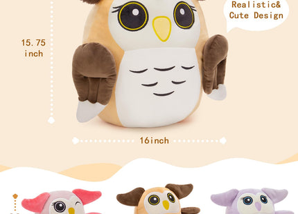 MaoGoLan Owl Stuffed Animals with Babies Inside,Ultra Soft Owl Plush Throw Pillow with 3 Adorable Baby Owls Plushie,Squishy Stuffed Collection Gift for Owl Lover,Kids,Teens,16"