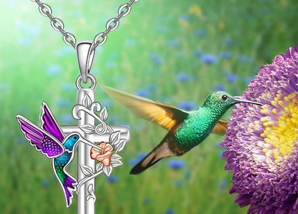 Fenthring Hummingbird Necklace for Women Cross Sterling Silver