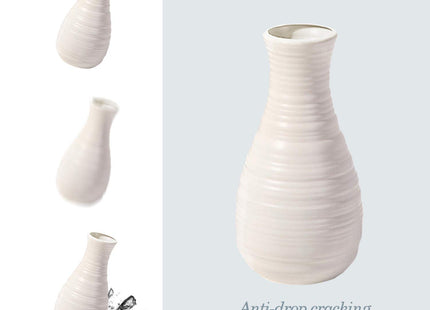 Unbreakable Vase for Flowers, Ceramic Look Plastic Vase for Home Decor, Living Room, Table (Seashell White)