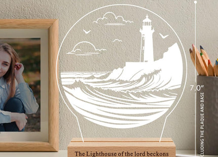 CTMade Personalized Lighthouse Light - Custom Inspirational Plaque with Uplifting Quotes, Home Decor Gift for Lighthouse Lover, Teacher, Christian, Christmas, Birthday, National Lighthouse Day