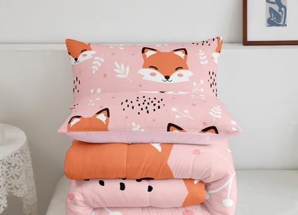 Feelyou Cartoon Fox Bedding Set Cute Fox Printed Comforter Set Nature