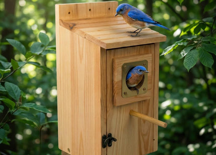 KraAra Bird Houses for Outside Clearance with Copper Guard, Pine Bird House Outdoor, Bluebird Finch Swallow Wren Chickadee No Assembly Required, 1 Pack