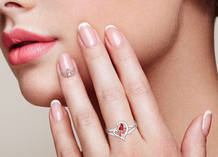 Red Cardinal Gifts Rings for Women Sterling Silver Heart Cardinal Ring