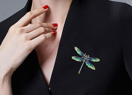Gleamart Enamel Dragonfly Brooch Insect Animal Dragonfly Pins for Women Blue with Green