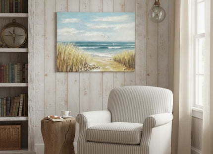 arttitue Coastal Canvas Wall Art Decor: Beach Ocean Picture Artwork Seascape Sea Scenery Painting Abstract Seaside Grass Seagull Print Decorations for Living Room Bedroom Office Home 36 x 24 Inches