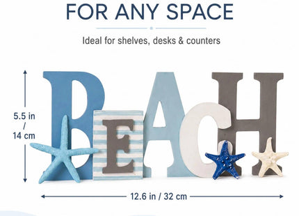 caiydramy Beach Sign with 3 Pcs Starfish Decor, Desk Wall Table Home Decor