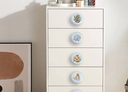 Lasyman 8Pack1.5 Flower Safari Animals Ceramic Cabinet Knob Cute Bear Nursery Kids Furniture Handle Round Dresser Drawer Knobs and Pulls