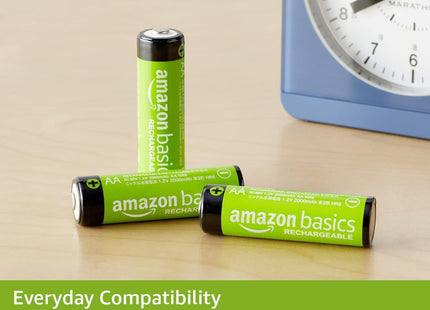 Amazon Basics 8-Pack Rechargeable AA NiMH Batteries, 2000 mAh, 1.2V, Low Self Discharge, Long-Lasting, Pre-Charged, Recharge up to 1000x Times