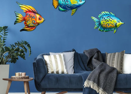 Coastal Wall Decor, Ocean Sea Metal Fish Wall Decor, Hanging Wall Art