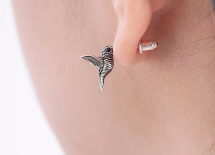 COPPERTIST.WU Hummingbird Stud Earrings 925 Sterling Silver Stud Dainty Earrings Hummingbird Jewelry Gifts for Women