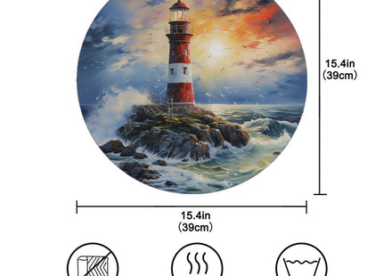 Nautical Lighthouse Round Placemats Set of 4, Table Mats Place Mats