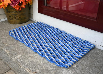 Maine Lobster Rope Doormats, Outdoor Doormat, Royal Blue-Silver, 18"x30"