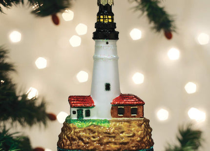 Old World Christmas Portland Head Lighthouse Glass Ornament Free Box 20117 New