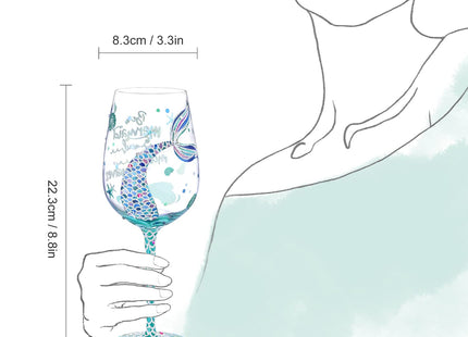 NymphFable Hand-painted Wine Glass Mermaid Sayings Artisan Painted 15oz Personalised Gift for Girls Women